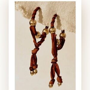 Free People NWT lingering live hoop earrings brown